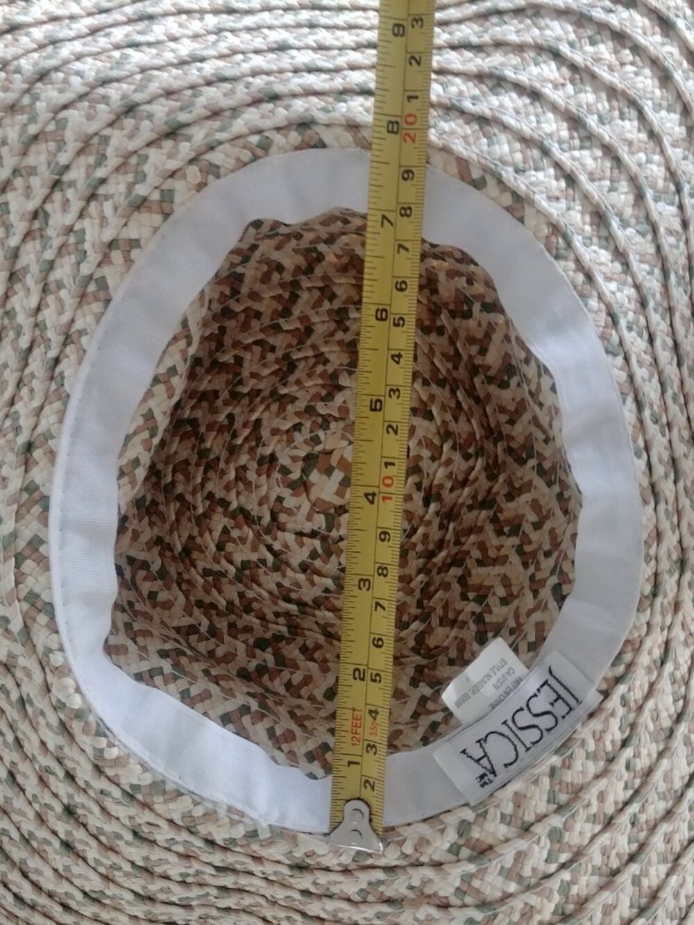 Floppy wide brim 100% paper woven straw hat cream tan brown green - Picture 13 of 14